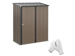 Casinha de Jardim com Telhado Monoinclinado 1,34 m² Casinha de Jardim Metálica Galvanizada Marrom Aço Casinha de Jardim 161,5 x 94,5 x 196 cm (altura)