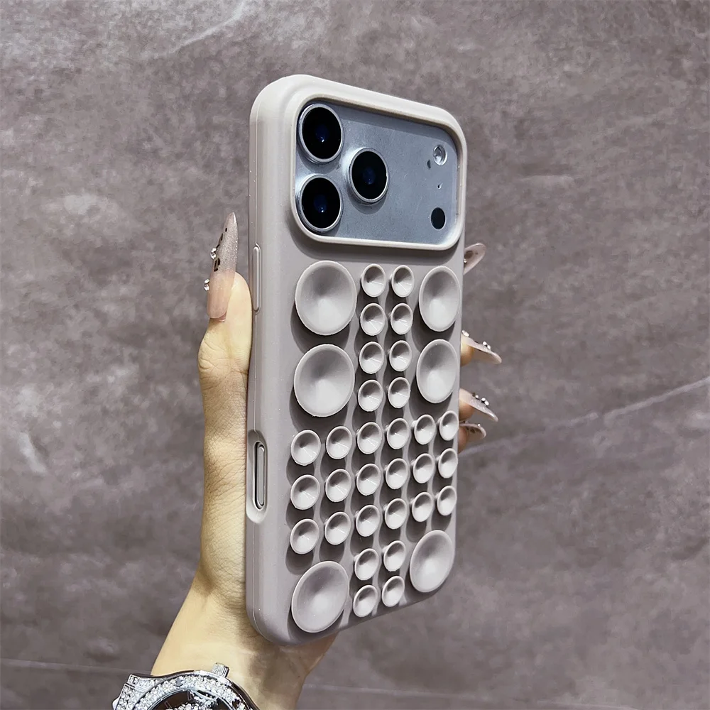 Capa De Silicone Redonda À Prova De Choque Com Ventosa Para Iphone (iphone 15, Cinza).