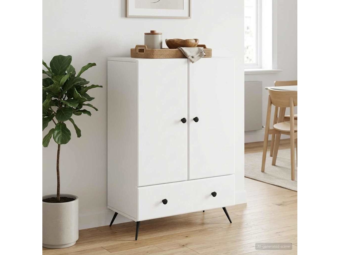 Vidaxl Buffet Com Gaveta Branco 66 X 34,5 X 95 Cm Derivados De Madeira