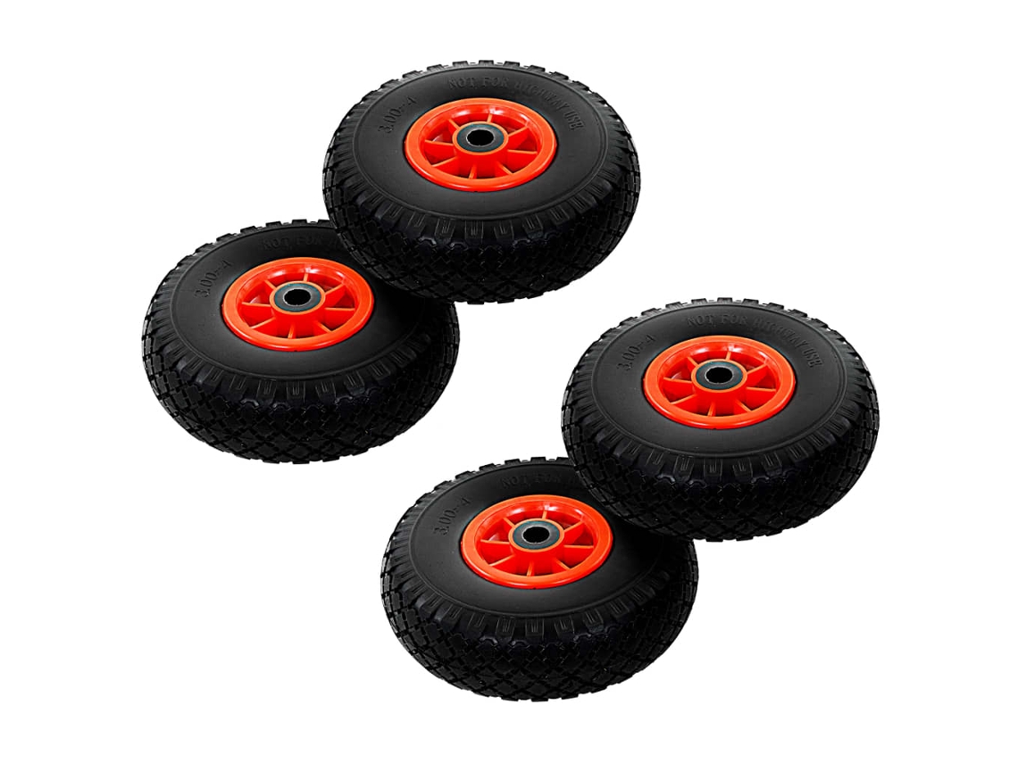 Vidaxl Rodas P/ Carrinho De Carga Manual 4 Pcs Pu Maciço 3.00-4