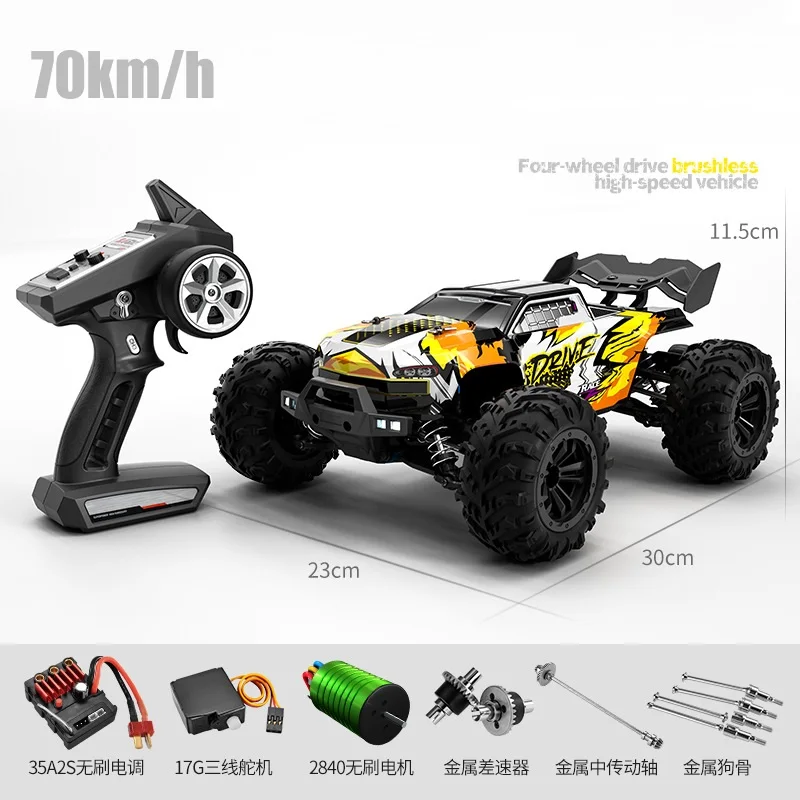 (laranja) Sem Escova Profissional Controle Remoto Quatro Drives Metal Diferencial De Condução Para Areia Off-road Carro Modelo
