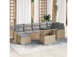 Vidaxl Conjunto De Sofá De Jardim 8 Unid. Bege Rattan Sintético
