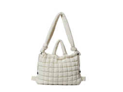 Bolsa De Ombro Acolchoada Unissex Multifuncional Para Viagens, Compras E Escritório, Essencial Em Nylon, Mochila Puffer Branca.