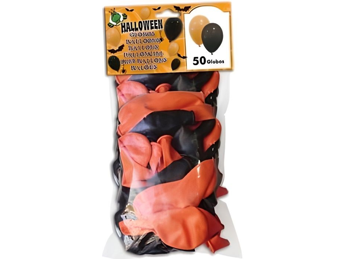 50 Balões Pretos E Laranjas Halloween 30 Cm