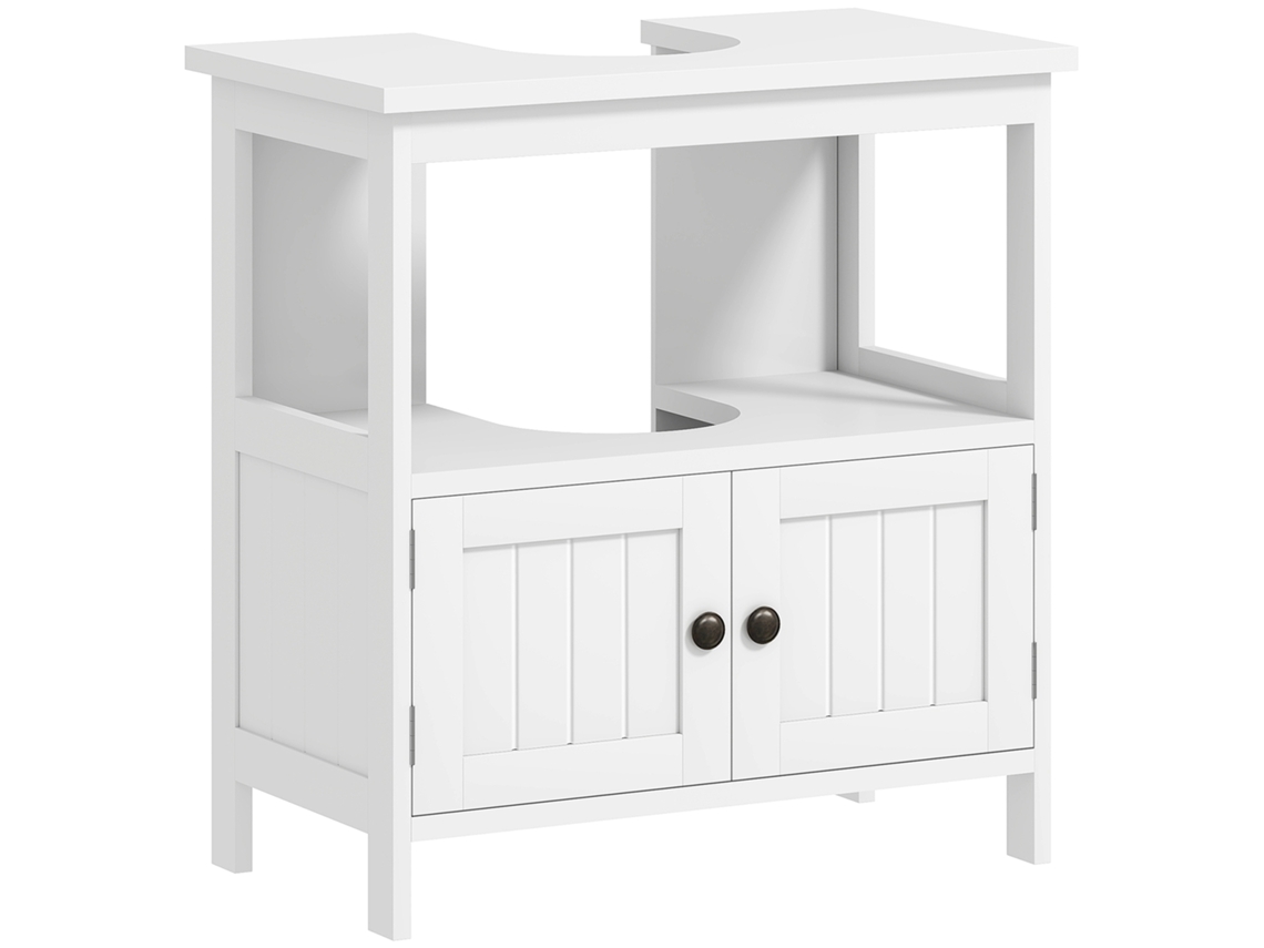 Unidade de Bancada com Prateleira, Armário e 2 Portas 60x30x60 Cm Branco