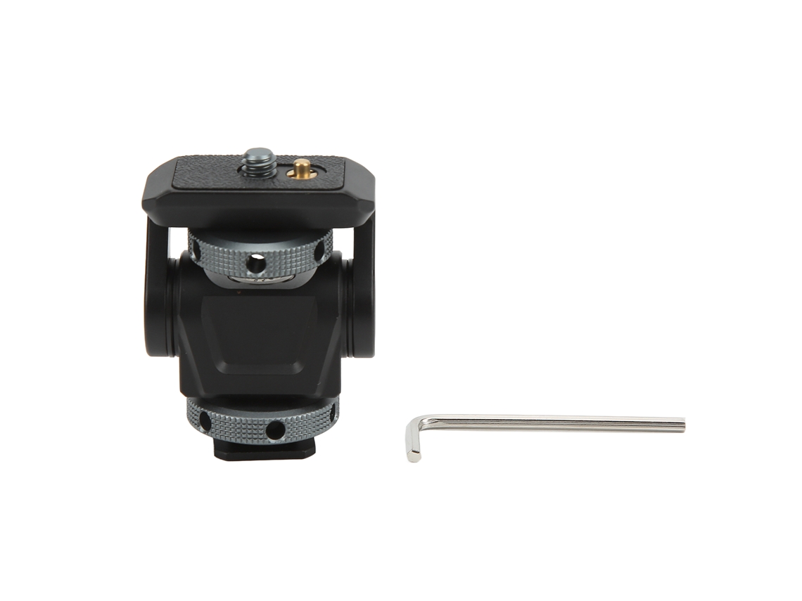 Suporte De Hot Shoe De Câmera Rotativo 360° Com Apoio Para Monitor Em Alumínio Portátil