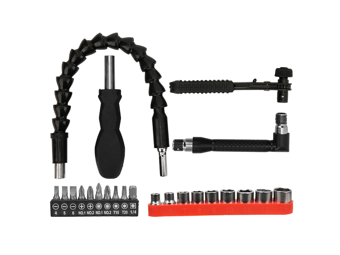 Laxiscreed Conjunto De 23 Limas De Mangueira De Carbono Para Parafusadeiras Com Conexão Flexível