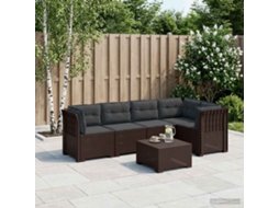 Vidaxl Sofá De Jardim De 5 Pessoas Com Almofadas Visual De Rattan Pp