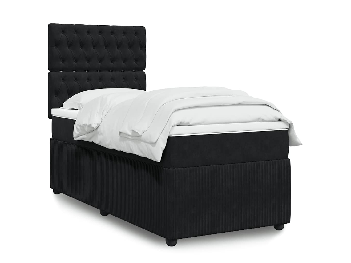 Vidaxl Cama Com Molas/colchão 80x200 Cm Veludo Preto