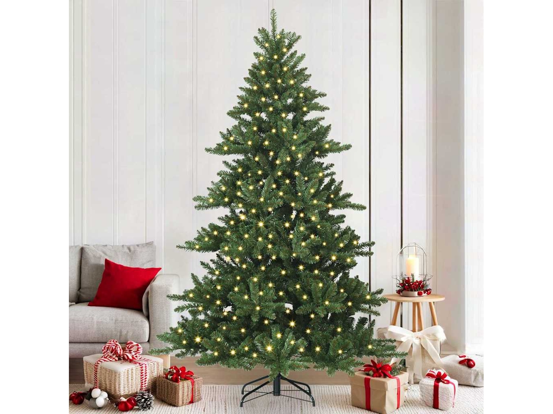 Vidaxl Árvore De Natal Articulada Artificial Verde 210 Cm Pvc E Aço