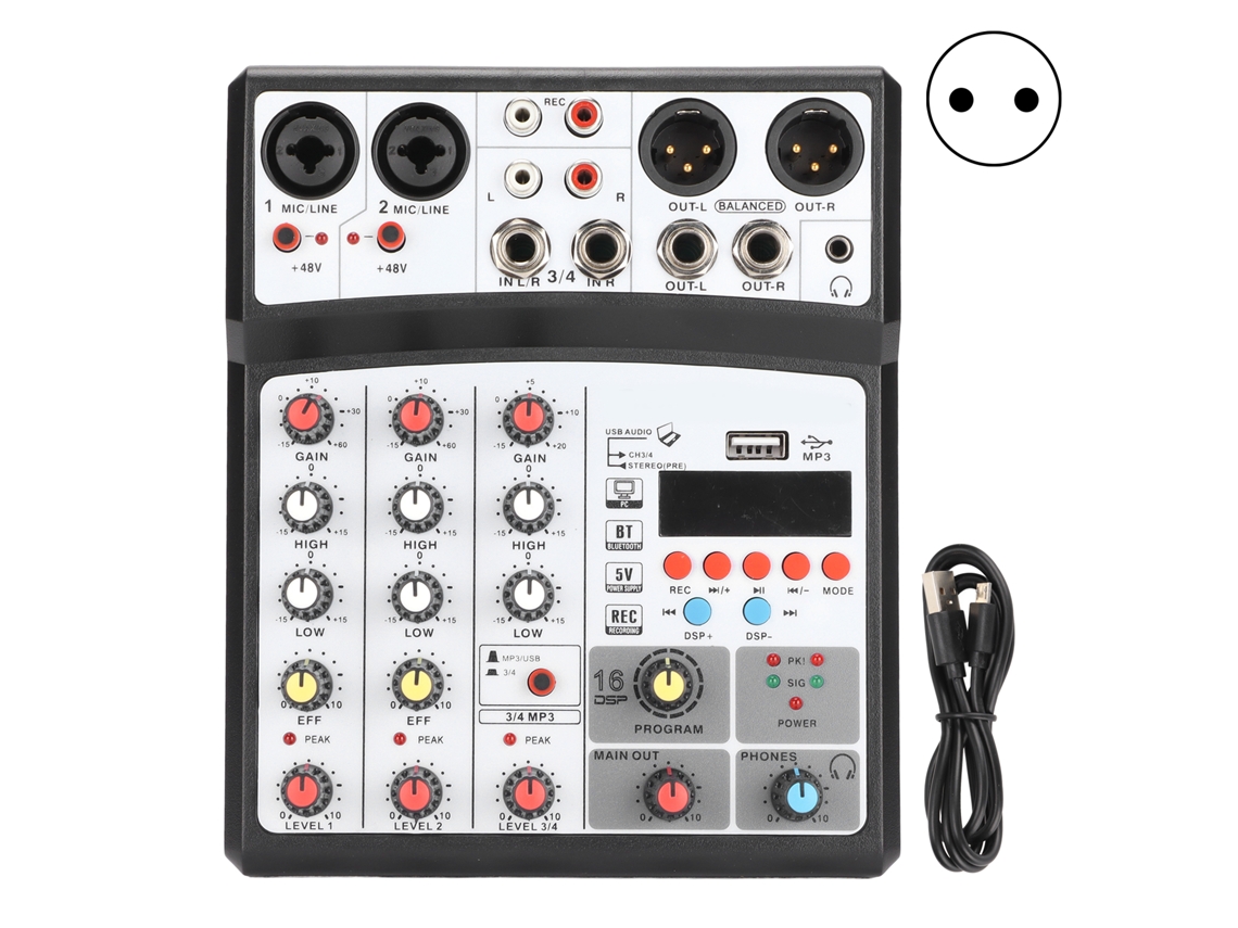 Aetheria mesa de Mistura 4 Canais Bmg 04d com Alimentação Fantasma 48v Bluetooth 5.0 Gravção Usb