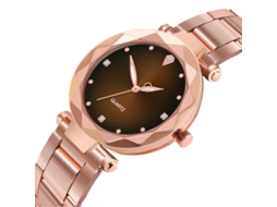 Reloj De Cuarzo Para Hombre Y Mujer Con Correa De Acero Dial Colorido Pareja Casual Zhoulianfa Café