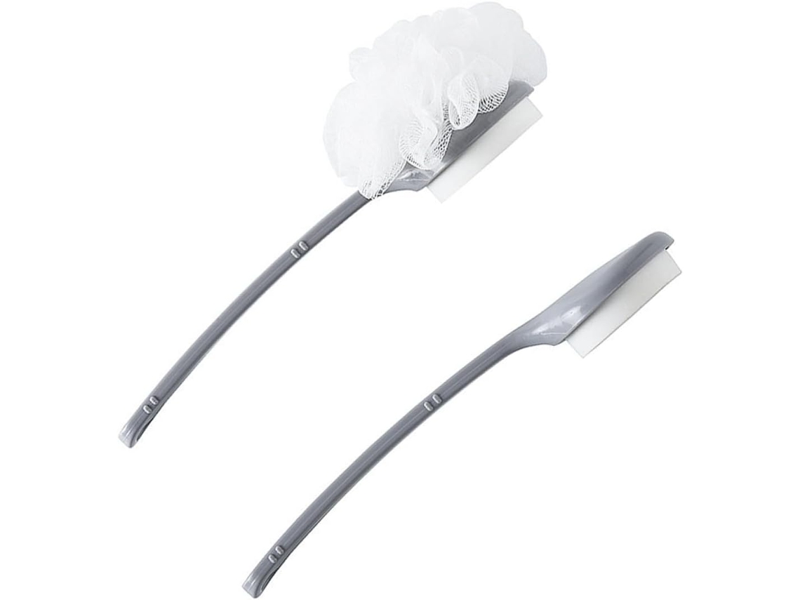 Conjunto De 2 Escovas Banho Com Cabo Longo Para Esfoliação Das Costas E Do Corpo Limpeza Dos Poros, Remove Impurezas