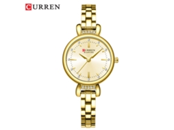 (caixa E Mostrador Dourados) Relógio Feminino Elegante Em Aço Inoxidável, Com Pulseira De Quartzo Simples.