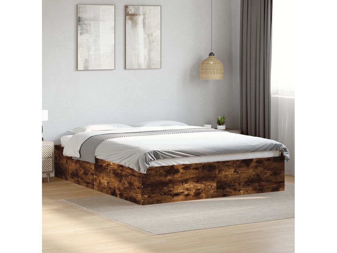 Vidaxl Estrutura De Cama 150x200 Cm Derivados Madeira Carvalho Fumado