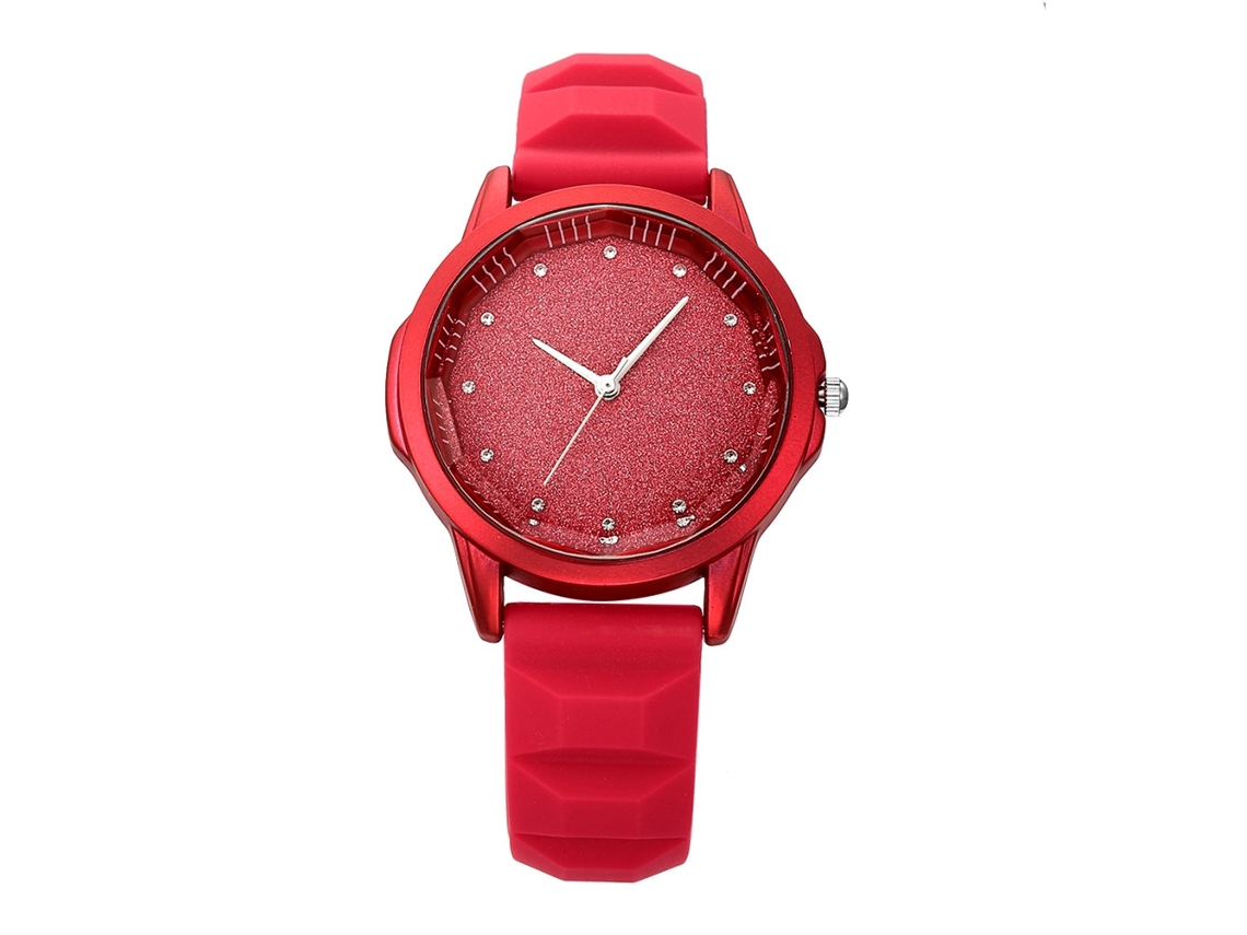Rebirth Relógio Analógico de Pulso de Quartzo com Mostrador Redondo Pulseira Ajustável (vermelho)