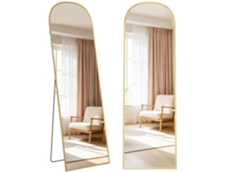 Espelho de Corpo Inteiro 50x170 Cm, para Utilização em Mesa Ou Parede, com Moldura em Liga de Alumínio e Suporte Dourado. BAGOLY SHOP