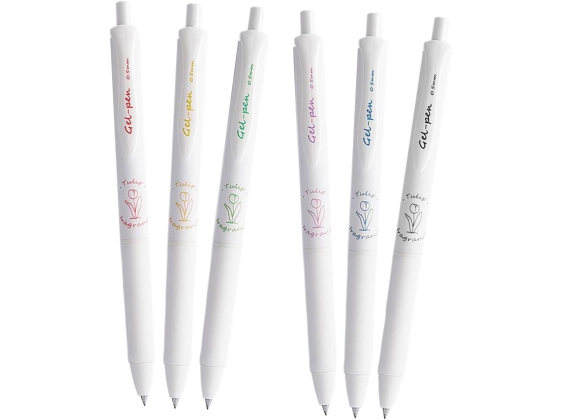 Conjunto De 6 Canetas Esferográficas Decorativas Com Tinta Gel E
