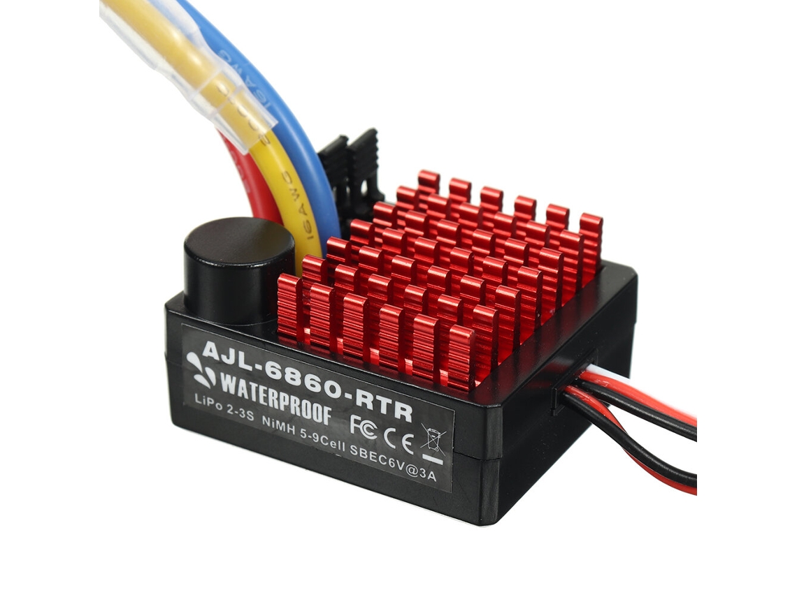 Controlador Velocidade Flyueace 6860 Brushed Esc 60a À Prova D'água C/ Bec P/ Veículos Rc Carros Barcos Tanques Modelos Peças MDUG