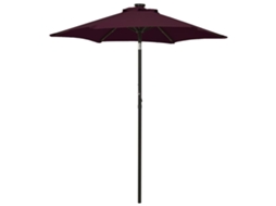 Vidaxl Guarda-sol De Jardim Com Luzes Led 200x211 Cm Alumínio Bordô