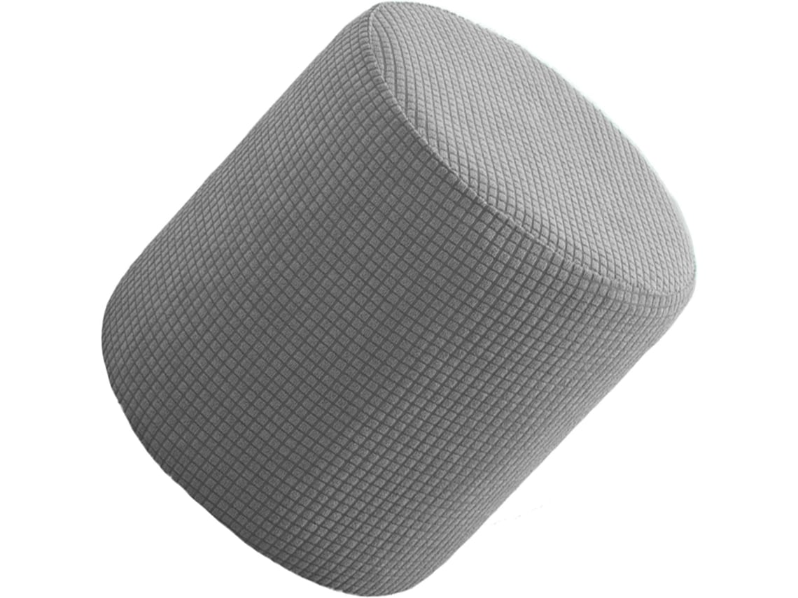 Capa De Puff Redonda Elástica Cinzento 33cm Lavável Com Ajuste