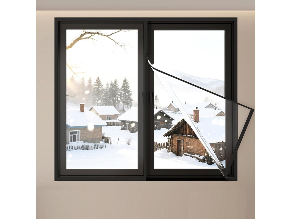 Kits de Isolamento para Janelas Reutilizáveis Película Térmica Contra Frio e Calor Fácil Instalação S/MARCA