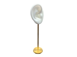 Base Redonda De Silicona E Cobre Para Exibir Brincos, Modelo De Orelha Humana, Branco