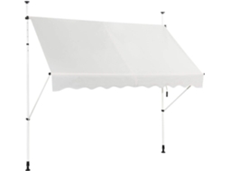 Toldo de Proteção Solar Toldo de Varanda Altura Ajustável Toldo de Varanda 200-300 Centímetros Toldo de Manivela para Jardim Bege 250Cm COSTWAY