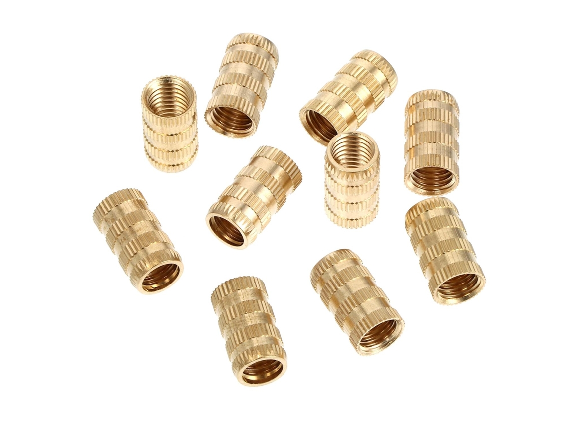 Conjunto De 10 Porcas Serrilhadas Latão M10*11,5*20 Com Rosca Fêmea,