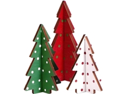 Árvore De Natal Rústica De Mesa Em Madeira, Composta Por 3 Peças | Árvore De Natal