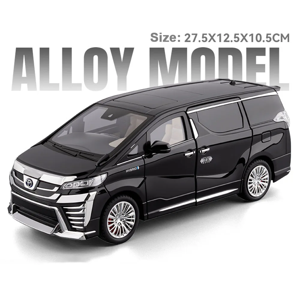 (vellfire Black) Miniatura De Carro Em Escala 1:18 Com Efeitos De Som E Luz, Portas Que Podem Ser Abertas.