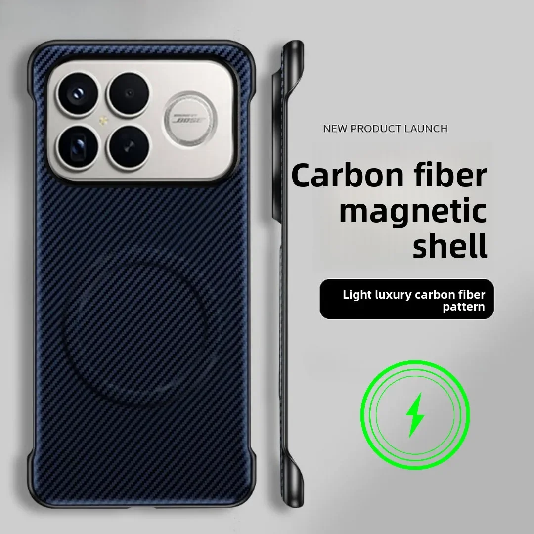 (azul, Poco F8 Ultra) Capa Para Celular Empresarial Sem Moldura Com Textura De Fibra De Carbono, Resistente A Quedas E Com Carregamento Magnético.