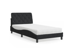 Vidaxl Cama Com Colchão 100x200 Cm Veludo Preto