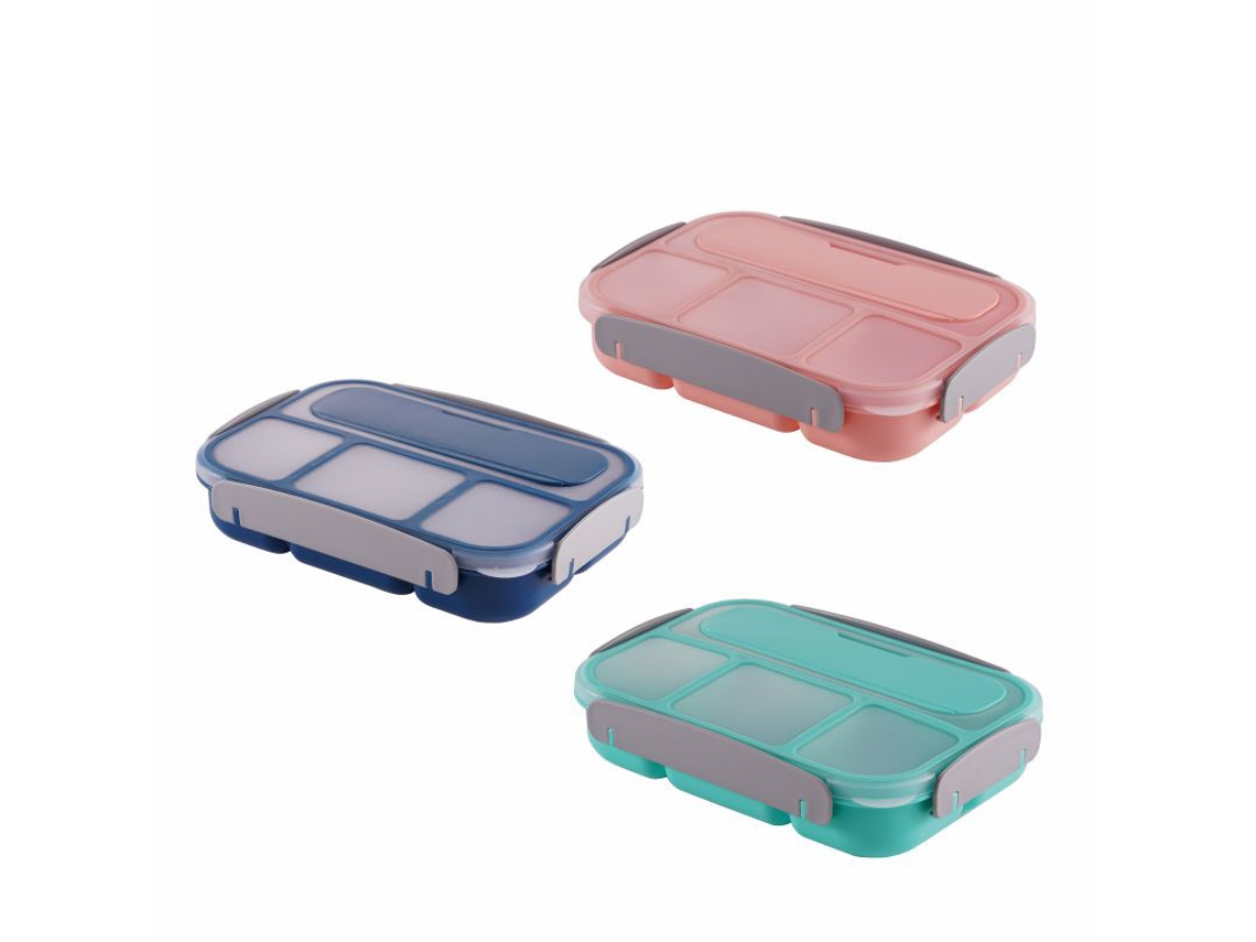 Lancheira Térmica De Quatro Compartimentos Para Micro Ondas, Lancheira Retangular Simples Estilo Japonês Para Estudantes, 8,96,342 Polegadas Aquaforge