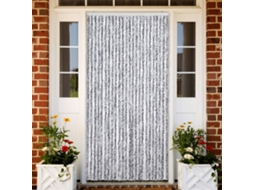 Vidaxl Cortina Anti-insetos 100x230 Cm Chenille Branco E Cinzento
