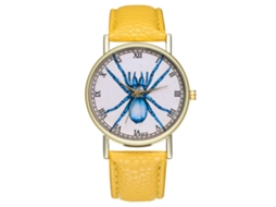 Reloj De Cuarzo Unisex Casual Con Diseño De Insectos Fashionado (amarillo)