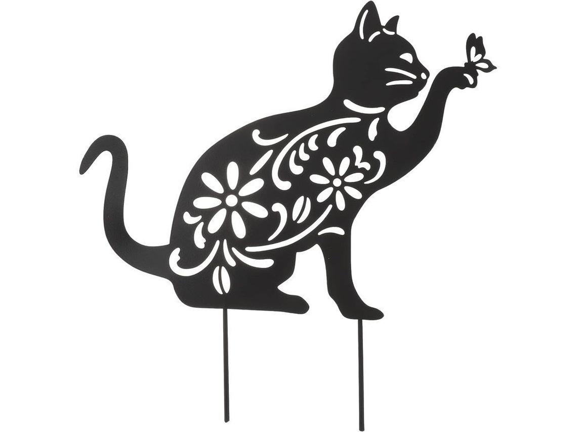 2026 palo Decorativo de Gato Silueta Linjou, Estatua de Jardín Exterior, Protector de Jardín Antiparásitos