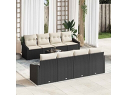 Vidaxl Conjunto De Sofás 9 Unid. Preto E Creme Vime Pe