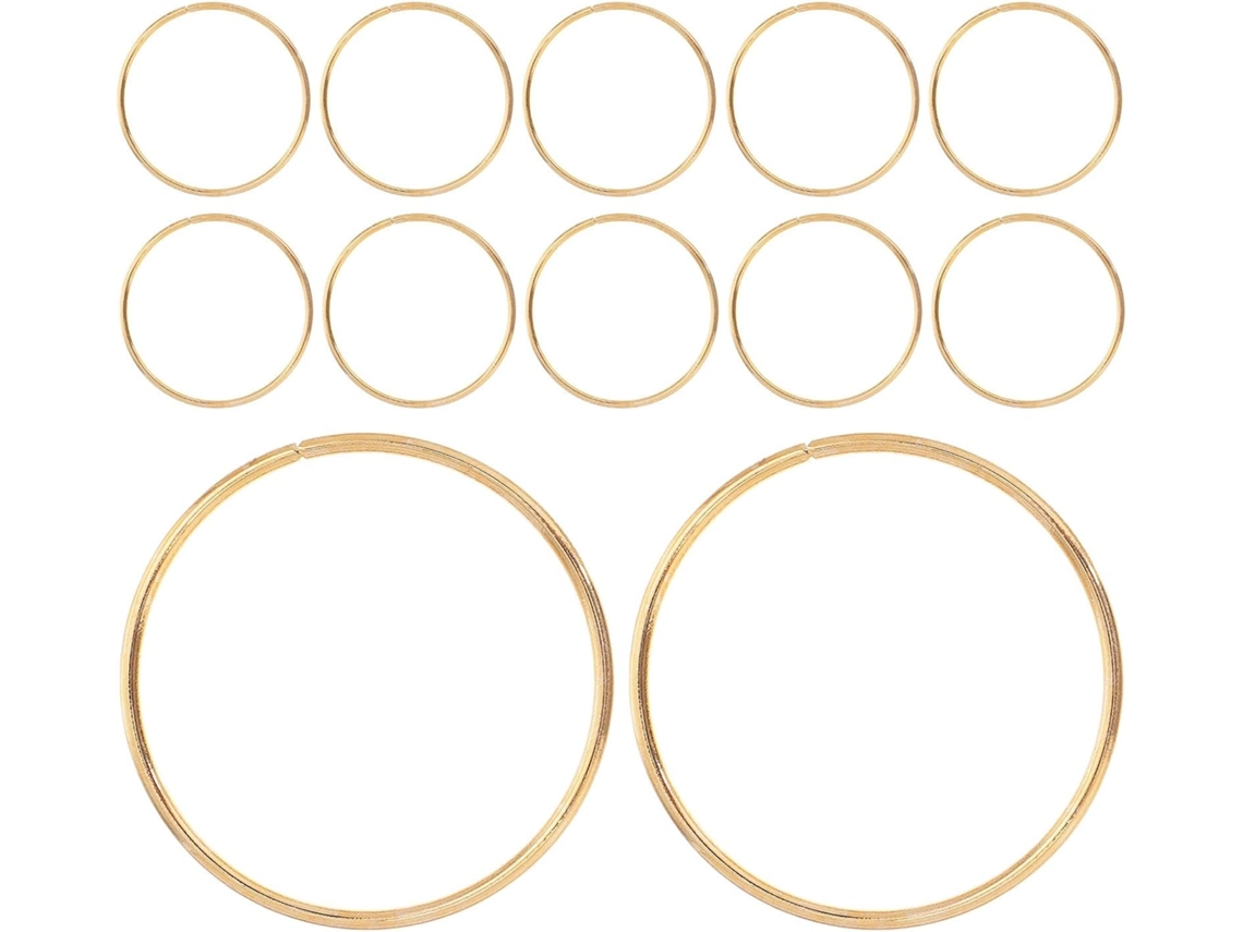Conjunto De 12 Anéis Redondos Fechados De Ferro Banhado A Ouro De 2,6 Polegadas Para Macramê