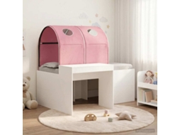 Vidaxl Cama Com Túnel 3 Unid. Branco E Rosa Derivados De Madeira