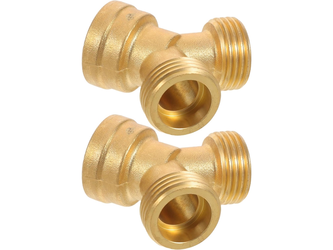 Conjunto De 2 Conectores Mangueira Jardim Em Latão Com 3 Saídas,