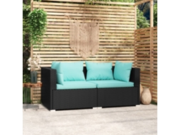 Sofá com Almofadas 2 Lugares Vime Pe Preto Dkd Home Decor