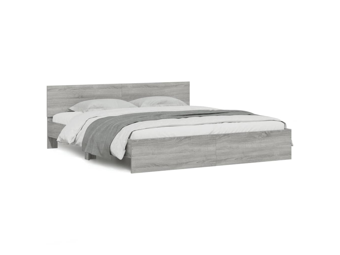 Estrutura de Cama com Cabeceira Cinzento Sonoma MAISON EXCLUSIVE (160x200 cm)