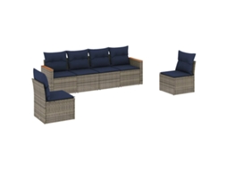 Conjunto de Sofá de Jardim, 6 Peças, Almofadas, Rattan Cinza MAISON EXCLUSIVE