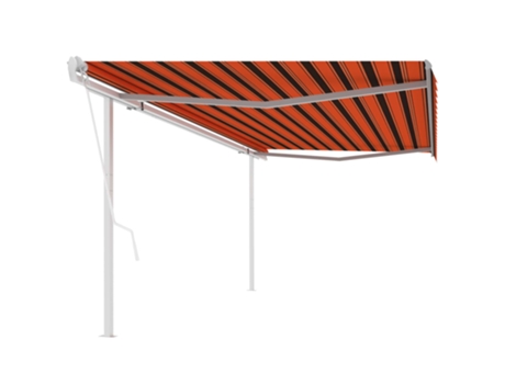 vidaXL Toldo retrátil automático com postes 5x3 m laranja e castanho