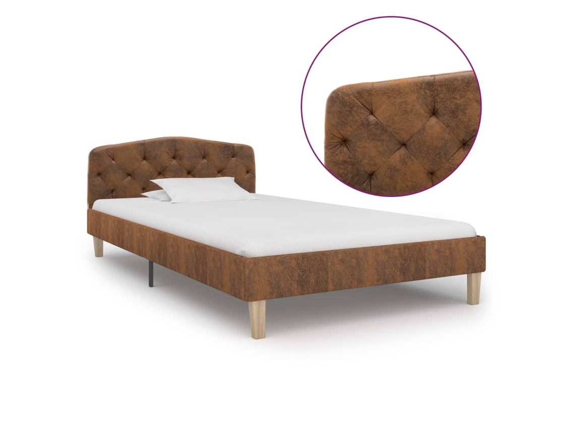 Bed Frame, Bed Frames Vidaxl Marrom Couro Artificial (90 X 200 Cm)