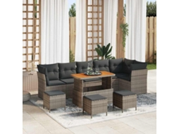 Vidaxl Conjunto de Sofá de Jardim 10 Pcs Cinzeto Vime Pe