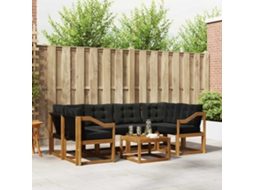 Vidaxl Conjunto De Sofás Para Exterior 7 Pcs Natural E Preto