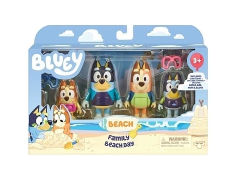 Bluey The Beach Family, Universo em Miniatura, Moose Toys, Idades 3+ (4 Figuras)