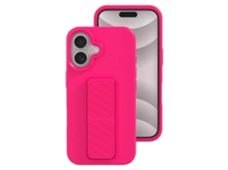 Capa De Silicone Líquido Com Proteção Contra Quedas Para Iphone 16 Plus Com Suporte Oculto Rosa Choque